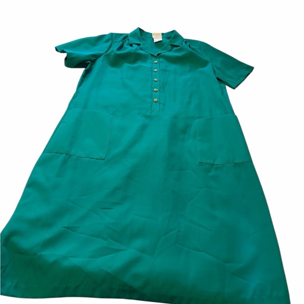 Vintage Touch Class Green Dress Shift Dress-Size Large-Made in Canada